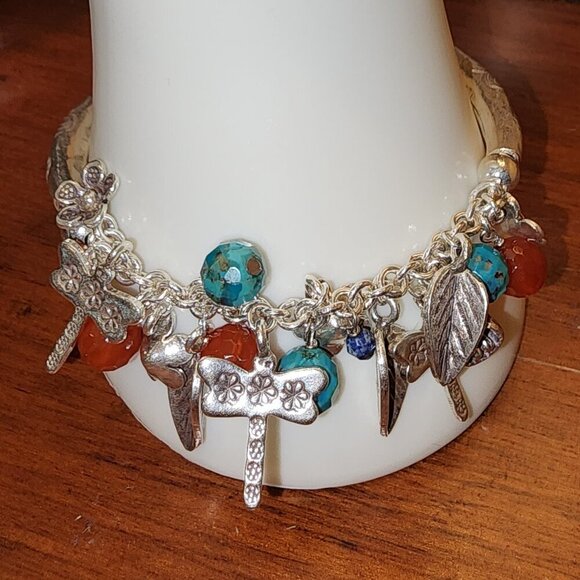 Dragonfly Sterling Silver charm bracelet - Picture 1 of 7